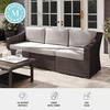 image:imageMartha Stewart Bedford IndoorOutdoor Modular Patio Sofa for 3 with Rattan Wicker Finish in Brown with Tan AllWeather CushionsTan CushionsBrown Frame