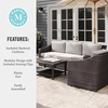 image:imageMartha Stewart Bedford IndoorOutdoor Modular Patio Sofa for 3 with Rattan Wicker Finish in Brown with Tan AllWeather CushionsTan CushionsBrown Frame