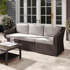 image:imageMartha Stewart Bedford IndoorOutdoor Modular Patio Sofa for 3 with Rattan Wicker Finish in Brown with Tan AllWeather CushionsTan CushionsBrown Frame