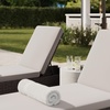 image:imageMartha Stewart Bedford IndoorOutdoor Patio Chaise Lounge Chair with Adjustable Back and Rattan Wicker Finish in Gray with Gray AllWeather CushionsBrown