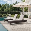 image:imageMartha Stewart Bedford IndoorOutdoor Patio Chaise Lounge Chair with Adjustable Back and Rattan Wicker Finish in Gray with Gray AllWeather CushionsBrown
