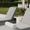 image:imageMartha Stewart Bedford IndoorOutdoor Patio Chaise Lounge Chair with Adjustable Back and Rattan Wicker Finish in Gray with Gray AllWeather CushionsGrey