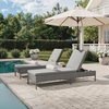 image:imageMartha Stewart Bedford IndoorOutdoor Patio Chaise Lounge Chair with Adjustable Back and Rattan Wicker Finish in Gray with Gray AllWeather CushionsGrey