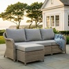 image:imageMartha Stewart Lily Pond IndoorOutdoor 3Seat Patio Sofa and Ottoman in Weathered Gray Rattan Wicker with AllWeather Gray Back Seat and Ottoman Cushions