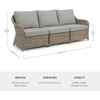 image:imageMartha Stewart Lily Pond IndoorOutdoor 3Seat Patio Sofa in Weathered Gray Rattan Wicker AllWeather Gray Back and Seat Cushions 300 Lb Static Weight Per Seat