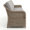 image:imageMartha Stewart Lily Pond IndoorOutdoor 3Seat Patio Sofa in Weathered Gray Rattan Wicker AllWeather Gray Back and Seat Cushions 300 Lb Static Weight Per Seat