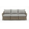 image:imageMartha Stewart Lily Pond IndoorOutdoor 3Seat Patio Sofa in Weathered Gray Rattan Wicker AllWeather Gray Back and Seat Cushions 300 Lb Static Weight Per Seat