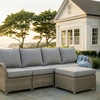 image:imageMartha Stewart Lily Pond IndoorOutdoor 4Seat Patio Sofa and Ottoman in Weathered Gray Rattan Wicker with AllWeather Gray Back Seat and Ottoman Cushions