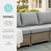image:imageMartha Stewart Lily Pond IndoorOutdoor Armless Patio Center Seat in Weathered Gray Rattan Wicker with AllWeather Gray Back and Seat Cushions 300 Lb Static Weight