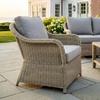 image:imageMartha Stewart Lily Pond IndoorOutdoor Weathered Gray Rattan Wicker Patio Club Chair with AllWeather Gray Back and Seat Cushions 300 Lb Static Weight CapacitySet of 1
