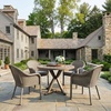 image:imageMartha Stewart Lily Pond IndoorOutdoor Weathered Gray Rattan Wicker Patio Dining Armchair with Gray Seat Cushion Stackable Up to 8 High 300 Lb Static WeightSet of 2