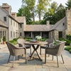 image:imageMartha Stewart Lily Pond IndoorOutdoor Weathered Gray Rattan Wicker Patio Dining Armchair with Gray Seat Cushion Stackable Up to 8 High 300 Lb Static WeightSet of 1
