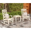 image:imageMartha Stewart by POLYWOOD Chinoiserie 3Piece Outdoor Rocking Chair Set with Patio Side Table White HDPE AllWeather Furniture Classic Porch Rockers for Deck Garden amp Backyard Made in The USAGreen