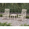 image:imageMartha Stewart by POLYWOOD Chinoiserie 3Piece Outdoor Rocking Chair Set with Patio Side Table White HDPE AllWeather Furniture Classic Porch Rockers for Deck Garden amp Backyard Made in The USASand