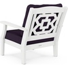 image:imageMartha Stewart by POLYWOOD Chinoiserie Outdoor Deep Seating Chair with Cushion Slate GreyNatural Linen Durable and Comfortable HDPE AllWeather Patio Furniture for Deck Backyard Made in The USAWhite  Navy Linen