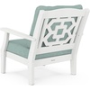 image:imageMartha Stewart by POLYWOOD Chinoiserie Outdoor Deep Seating Chair with Cushion Slate GreyNatural Linen Durable and Comfortable HDPE AllWeather Patio Furniture for Deck Backyard Made in The USAWhite  Glacier Spa