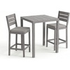 image:imageMartha Stewart Bedford 3 Piece Bar Height Indoor Outdoor Aluminum Patio Set 355 Square Slat Top Table 2 Stools Gray Brushed Woodgrain Finish Gray Seat CushionsGrey