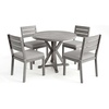 image:imageMartha Stewart Bedford 5 Piece Indoor Outdoor Aluminum Patio Set 36 Round Trestle Base Table 4 Stackable Chairs Gray Brushed Woodgrain Gray Seat CushionsGrey