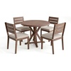 image:imageMartha Stewart Bedford 5 Piece Indoor Outdoor Aluminum Patio Set 36 Round Trestle Base Table 4 Stackable Chairs Gray Brushed Woodgrain Gray Seat CushionsBrown