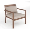 image:imageMartha Stewart Bedford IndoorOutdoor Aluminum Patio Accent Chairs with Brushed Woodgrain Finish in Brown and Cream AllWeather Cushions Set of 2Brown