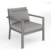 image:imageMartha Stewart Bedford IndoorOutdoor Aluminum Patio Accent Chairs with Brushed Woodgrain Finish in Brown and Cream AllWeather Cushions Set of 2Grey