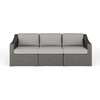 image:imageMartha Stewart Bedford IndoorOutdoor Modular Patio Sofa for 3 with Rattan Wicker Finish in Brown with Tan AllWeather CushionsGray CushionsGray Frame
