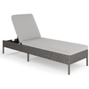 image:imageMartha Stewart Bedford IndoorOutdoor Patio Chaise Lounge Chair with Adjustable Back and Rattan Wicker Finish in Gray with Gray AllWeather CushionsGrey