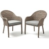 image:imageMartha Stewart Lily Pond IndoorOutdoor Weathered Gray Rattan Wicker Patio Dining Armchair with Gray Seat Cushion Stackable Up to 8 High 300 Lb Static WeightSet of 2