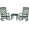 image:imageMartha Stewart by POLYWOOD Chinoiserie 3Piece Outdoor Rocking Chair Set with Patio Side Table White HDPE AllWeather Furniture Classic Porch Rockers for Deck Garden amp Backyard Made in The USAGreen