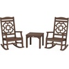 image:imageMartha Stewart by POLYWOOD Chinoiserie 3Piece Outdoor Rocking Chair Set with Patio Side Table White HDPE AllWeather Furniture Classic Porch Rockers for Deck Garden amp Backyard Made in The USAMahogany