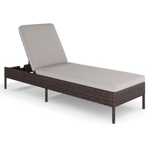 image:imageMartha Stewart Bedford IndoorOutdoor Patio Chaise Lounge Chair with Adjustable Back and Rattan Wicker Finish in Gray with Gray AllWeather CushionsBrown