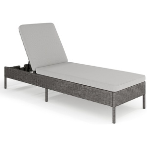 image:imageMartha Stewart Bedford IndoorOutdoor Patio Chaise Lounge Chair with Adjustable Back and Rattan Wicker Finish in Gray with Gray AllWeather CushionsGrey