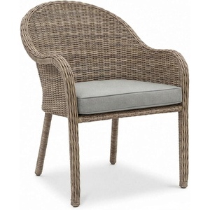 image:imageMartha Stewart Lily Pond IndoorOutdoor Weathered Gray Rattan Wicker Patio Dining Armchair with Gray Seat Cushion Stackable Up to 8 High 300 Lb Static WeightSet of 1