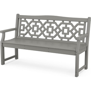 image:imageMartha Stewart by POLYWOOD Chinoiserie 60 Outdoor Bench Sand  Durable AllWeather HDPE Garden Seat with Back Support  Classic 3 Person Seating for Patio Porch amp Backyard Made in the USASlate Grey