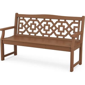 image:imageMartha Stewart by POLYWOOD Chinoiserie 60 Outdoor Bench Sand  Durable AllWeather HDPE Garden Seat with Back Support  Classic 3 Person Seating for Patio Porch amp Backyard Made in the USATeak