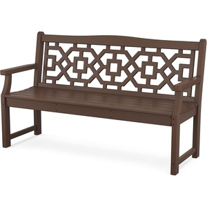 image:imageMartha Stewart by POLYWOOD Chinoiserie 60 Outdoor Bench Sand  Durable AllWeather HDPE Garden Seat with Back Support  Classic 3 Person Seating for Patio Porch amp Backyard Made in the USAMahogany