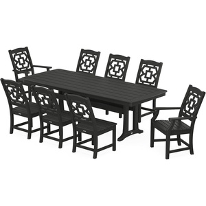 image:imageMartha Stewart by POLYWOOD Chinoiserie 9Piece Dining Set with Trestle Legs in TeakBlack