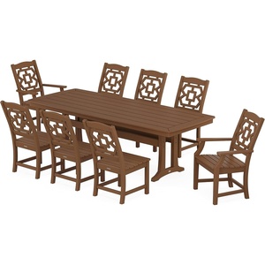 image:imageMartha Stewart by POLYWOOD Chinoiserie 9Piece Dining Set with Trestle Legs in TeakTeak