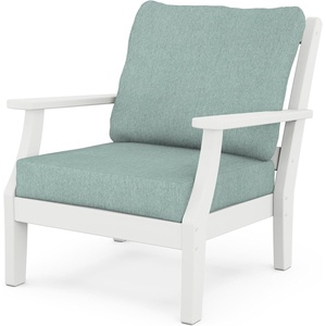 image:imageMartha Stewart by POLYWOOD Chinoiserie Outdoor Deep Seating Chair with Cushion Slate GreyNatural Linen Durable and Comfortable HDPE AllWeather Patio Furniture for Deck Backyard Made in The USAWhite  Glacier Spa