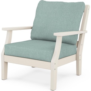 image:imageMartha Stewart by POLYWOOD Chinoiserie Outdoor Deep Seating Chair with Cushion Slate GreyNatural Linen Durable and Comfortable HDPE AllWeather Patio Furniture for Deck Backyard Made in The USASand  Glacier Spa