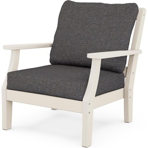 image:imageMartha Stewart by POLYWOOD Chinoiserie Outdoor Deep Seating Chair with Cushion Slate GreyNatural Linen Durable and Comfortable HDPE AllWeather Patio Furniture for Deck Backyard Made in The USASand  Ash Charcoal