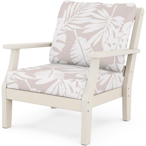 image:imageMartha Stewart by POLYWOOD Chinoiserie Outdoor Deep Seating Chair with Cushion Slate GreyNatural Linen Durable and Comfortable HDPE AllWeather Patio Furniture for Deck Backyard Made in The USASand  Leaf Dune Burlap