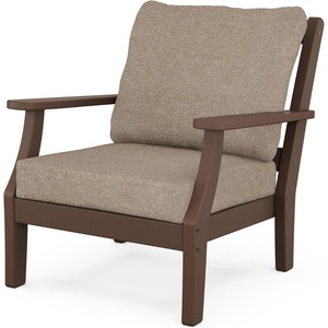 image:imageMartha Stewart by POLYWOOD Chinoiserie Outdoor Deep Seating Chair with Cushion Slate GreyNatural Linen Durable and Comfortable HDPE AllWeather Patio Furniture for Deck Backyard Made in The USAMahogany  Spiced Burlap