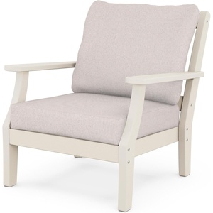 image:imageMartha Stewart by POLYWOOD Chinoiserie Outdoor Deep Seating Chair with Cushion Slate GreyNatural Linen Durable and Comfortable HDPE AllWeather Patio Furniture for Deck Backyard Made in The USASand  Dune Burlap