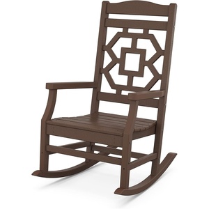 image:imageMartha Stewart by POLYWOOD Chinoiserie Outdoor Rocking Chair Black Durable HDPE AllWeather Patio Furniture with Decorative Lattice Classic Porch Rocker for Deck Garden amp Backyard Made in the USAMahogany