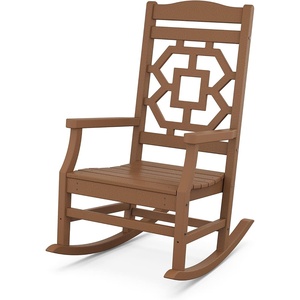 image:imageMartha Stewart by POLYWOOD Chinoiserie Outdoor Rocking Chair Black Durable HDPE AllWeather Patio Furniture with Decorative Lattice Classic Porch Rocker for Deck Garden amp Backyard Made in the USATeak