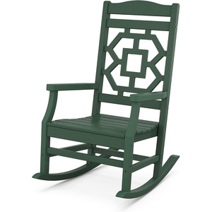 image:imageMartha Stewart by POLYWOOD Chinoiserie Outdoor Rocking Chair Black Durable HDPE AllWeather Patio Furniture with Decorative Lattice Classic Porch Rocker for Deck Garden amp Backyard Made in the USAGreen
