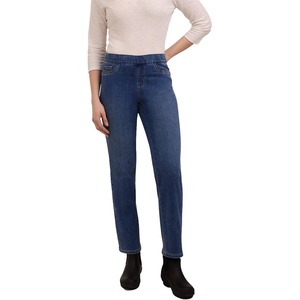 image:imageMartha Stewart Womens PullOn Straight Ankle Pant Stretch Twill amp Denim Casual Trouser with Full Elastic WaistbandMedium Wash