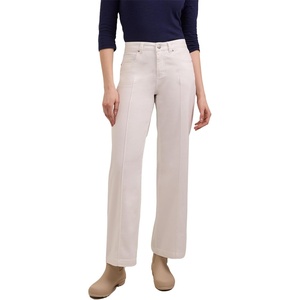 image:imageMartha Stewart Womens Wide Leg Pintuck Pant HighRise Soft Stretch Denim amp Twill Trouser with Front Seam DetailWhite