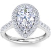 image:imageMartha Stewart 4 Carat Pear Shape Lab Grown Diamond Halo Engagement Ring In Sterling Silver